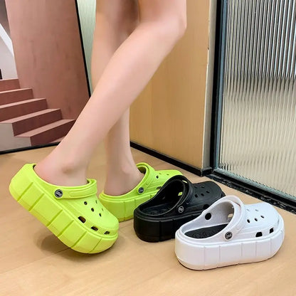Women's Flat Shoes Non-Slip Slippers Women 7cm Height Sandals Luxury Brand Platform Heels Eva Clogs Fashion Girl Slippers
