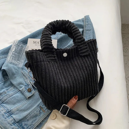 Fashion Corduroy Women's Bag 2023 Trend New Handbags Niche Versatile Bucket Shoulder Bags Female Nylon Button Crossbody Bags
