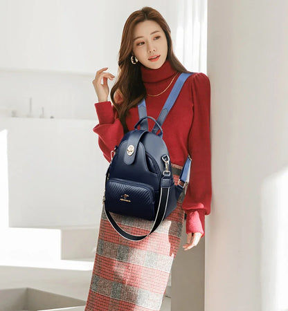 2024 New Fashionable Women's Backpack High Quality Soft Leather Women Shoulder Bag Famous Luxury Brand Female Handbag Sac A Main