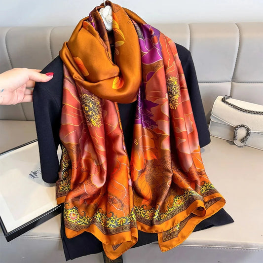 Luxury Brand Women Summer Scarves Shawls Wraps Soft Female Beach Yellow Stole Bandanna Foulard Muffler Scarf