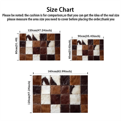 Checkered Cow Leather Pattern Doormat, High-Quality Flannel Non-Slip Machine Washable Rug for Multi-Room Multi-Holiday Decor