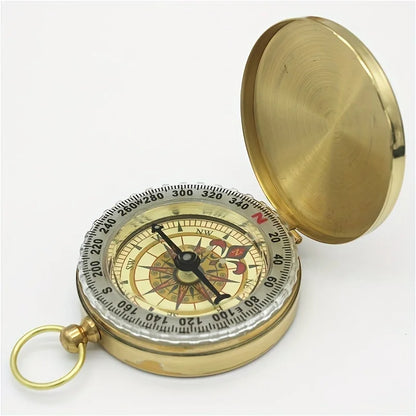 Glow-in-the-Dark Copper Survival Compass Outdoor Camping Hiking Portable Pocket Compass Navigation Survival Tools