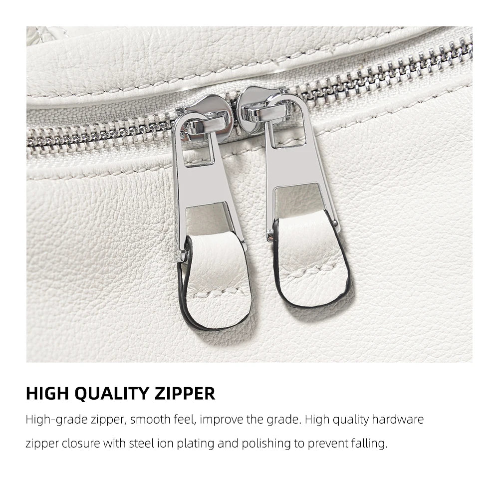 Zency Fashion Genuine Leather Backpack Knapsack Multi-pocket Day Pack Travel Convertible Shoulder Bag for Fall Winter Commuter