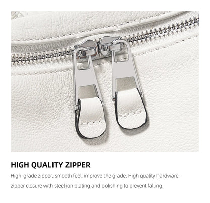 Zency Fashion Genuine Leather Backpack Knapsack Multi-pocket Day Pack Travel Convertible Shoulder Bag for Fall Winter Commuter