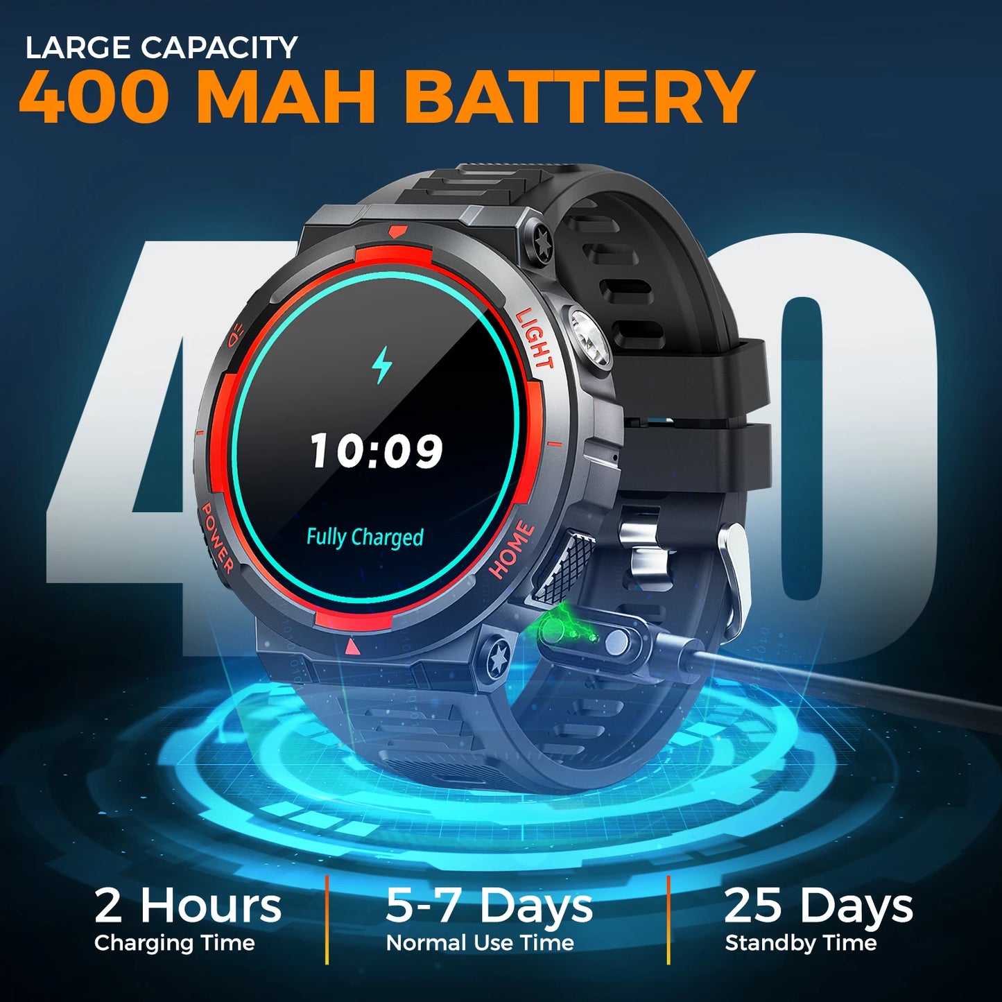 EIGIIS Smart Watches for Men with LED Flashlight 1.53" HD with 100+ Sport Modes Health/Sleep Monitor and 3ATM Waterproof Watche