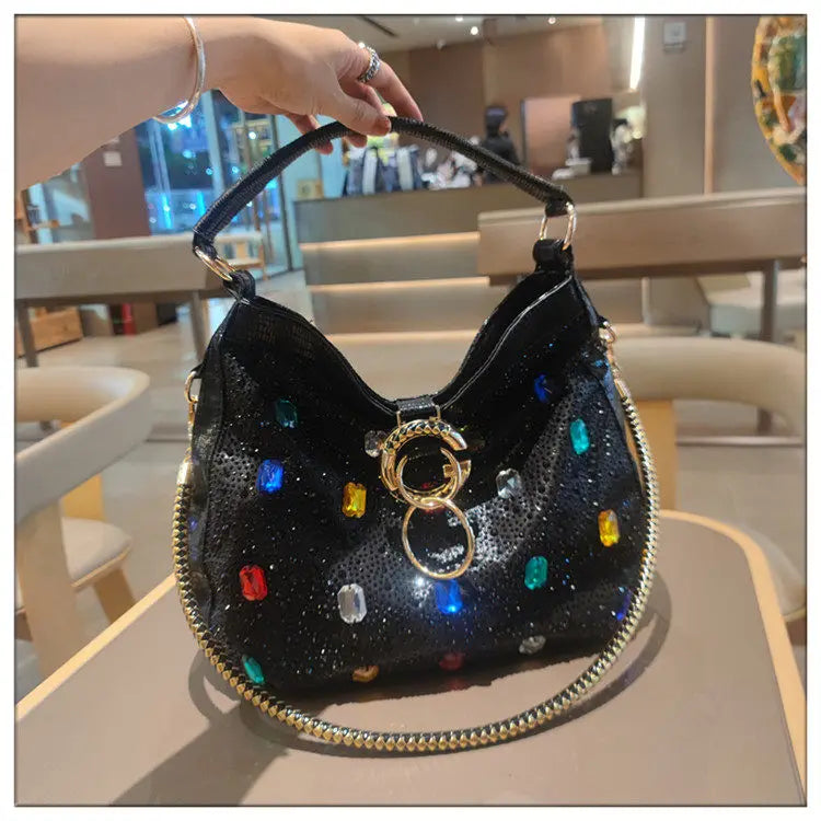 Luxury Genuine Leather Portable Women's Bag Leisure Large Capacity Diamond Tote Bag Shoulder Crossbody Bucket Bags Fashion 2026