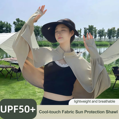 Shawl Wrap Women Driving Sun Protection Cape Upf50 + Cooling Cycling Outdoor UV Cover up Breathable Long Sleeve Stand Collar