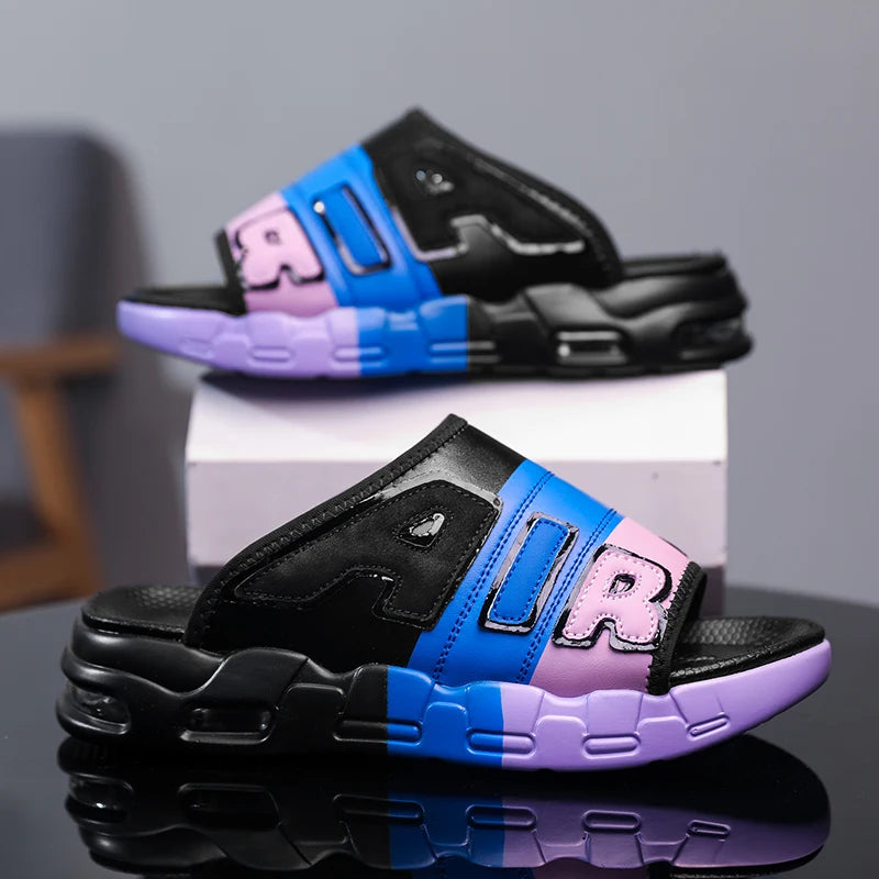 Summer Men Slippers Casual Sandals Platform Bubble Outdoor Beach Sandals Garden Shoes Male Comfortable Home Slides Loafers 39-47