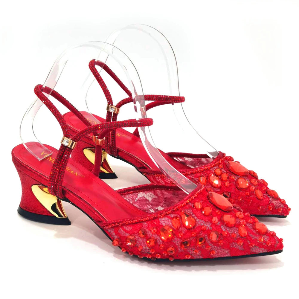 2023 New Italian Design Noble Dual-Purpose Three-Dimensional Bag And Ladies Heel Shoes Shiny Material For Nigeria Wedding Party