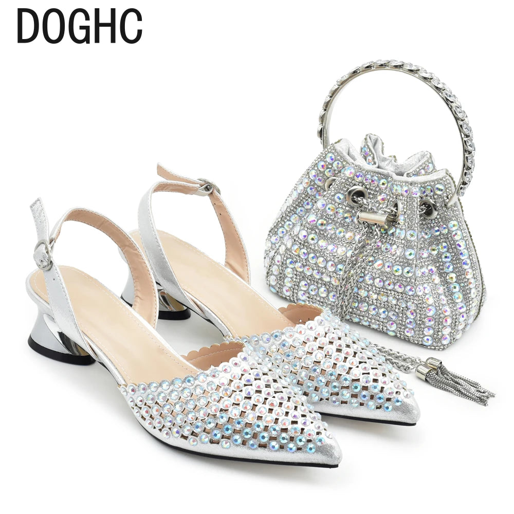Nigeria Shoe and Bag Wedding Shoes Bride Nigerian Ladies Wedding Shoes Luxury Italian Style Heels African Women Party Pumps