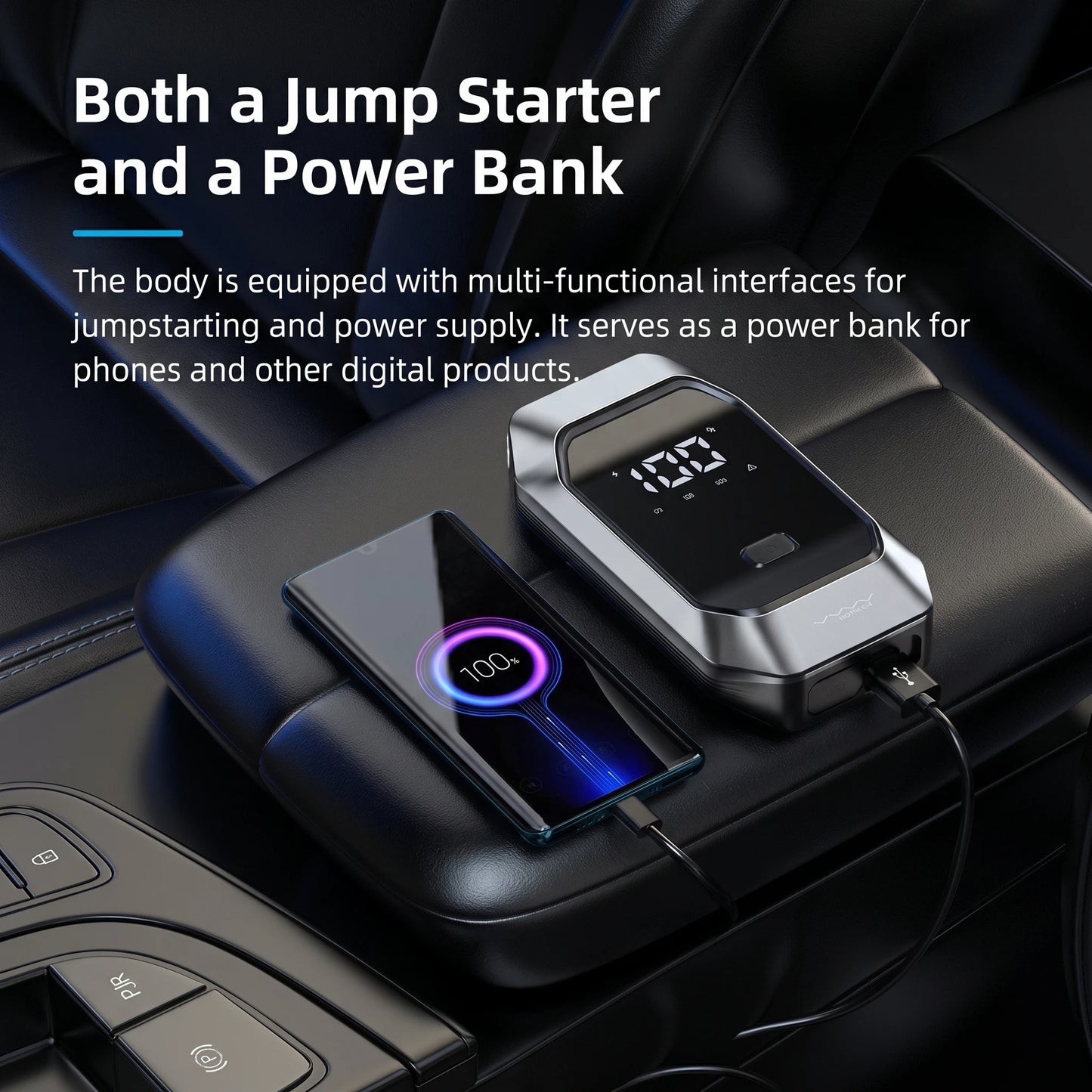 Vyvylabs 1000A Car Jump Starter 12000mAh Portable Battery Starter Emergency 12V Booster Starting Device Power Bank Jump Start