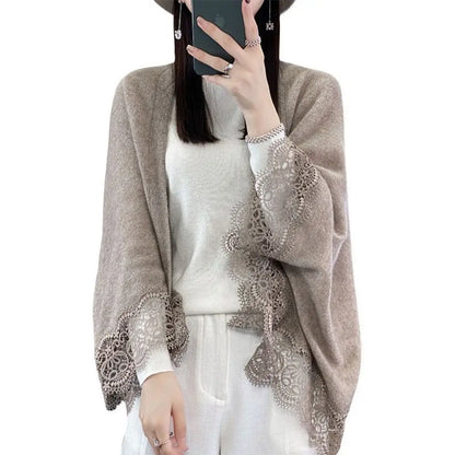Fashion Women Wool Knitted Shawl Skin Friendly Breathable Lace Edge Scarf Spring Autumn Luxury Brand Design Cloak Shawl
