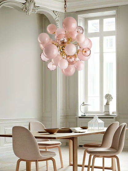 Dreamy Pink Glass Bubble Pendant Lights LED Home Decor Ceiling Lamp Indoor Hanging Lighting Fixture for Living Room