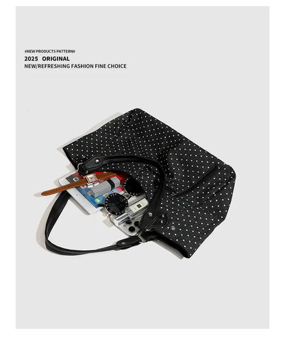 Fashionable Vintage Messenger Bags New Polka Dot Handbag Korean-style Large-capacity Tote Bags Versatile Comfortable Casual Bags