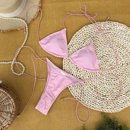 Bathing Suit Women Micro Bikini Sexy Swimsuit Female Swimwear Solid Mini Bikini Set Brazilian Biquini Swimming Suits Beachwear