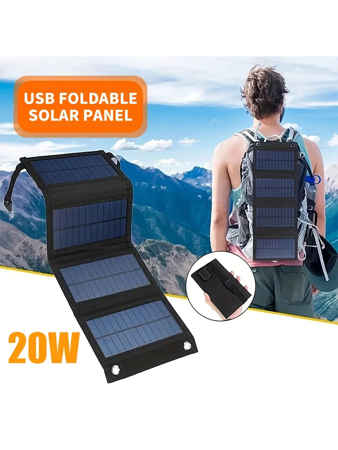 Foldable Solar Panel 20W 50W 60W Portable Solar Panels Charger USB 5V DC Full Time Power Solar Panel Mobile Power Supply