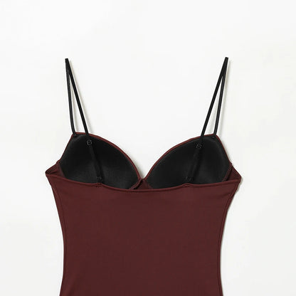 HXAO Woman Tops Corset Crop Top Women Sleeveless Black Brown Top With Straps Camisole Bodycon Backless Sexy Tops Bustier
