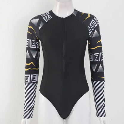 2026 Surfing Sport Swimsuit Long Sleeves Women One Piece Swimsuit  Swimwear Solid Monokini Bathing Suit Tropical Bodysuit Female