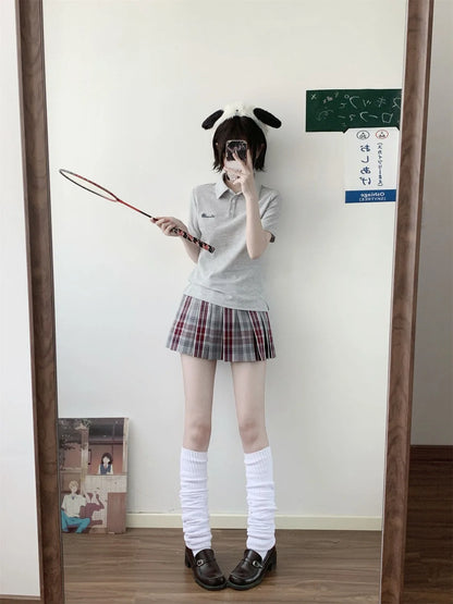 Japanese JK Uniform Polo Shirt and Skirt Suit Spring and Summer Wear Genuine All-match College Style Female Cute Lady Quiet