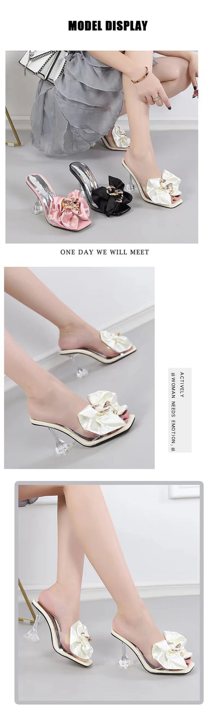 2026 New Style Designer Luxury Ladies Slippers Shoes Bag Set High Quality Women Pumps Chain Sandals Shoes Purse Set Black Heels