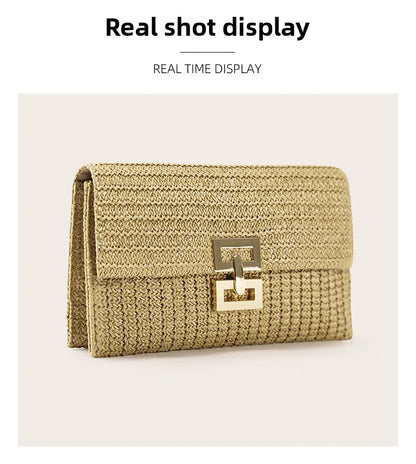 Straw Woven Clutch for Women Raffia Crochet Beach Rattan Causal Female Party Wedding Evening Bag New Summer Luxury Purse Handbag