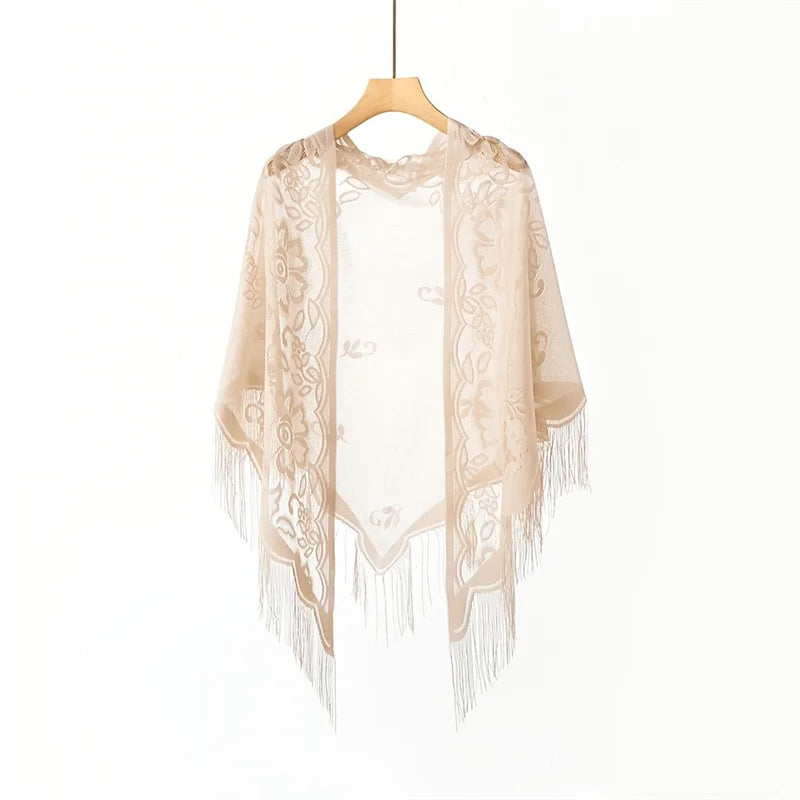 New Embroidery Lace Scarf Shawl Floral Triangular Veil Shawl For Women Party Scarf Wedding Poncho Stoles Ladies Headband Wraps