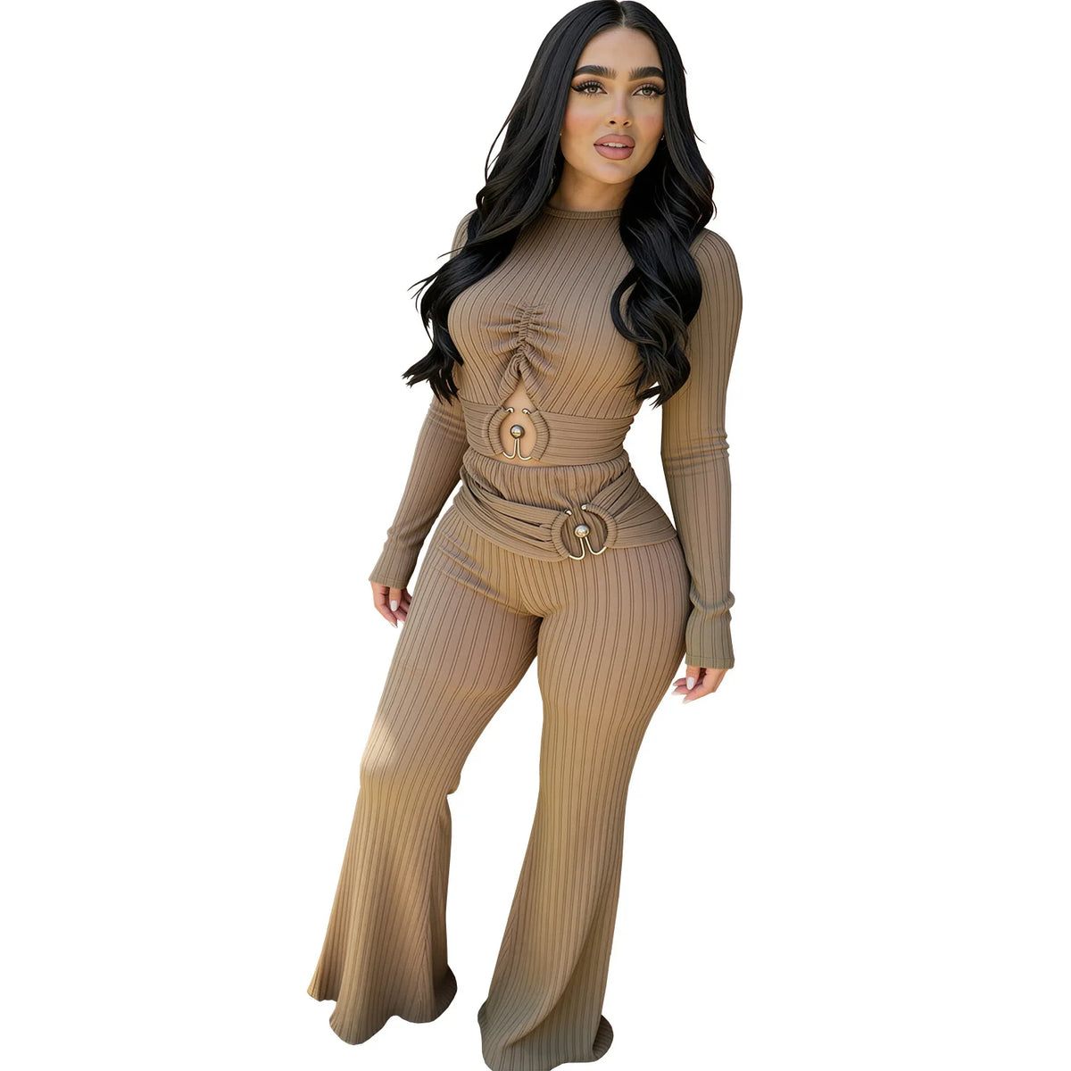 Solid Women Jumpsuits For Spring Autumn Long Sleeve O-Neck Loose Fashion Streetwear Hollowed Out Overalls Pants Trousers 2026