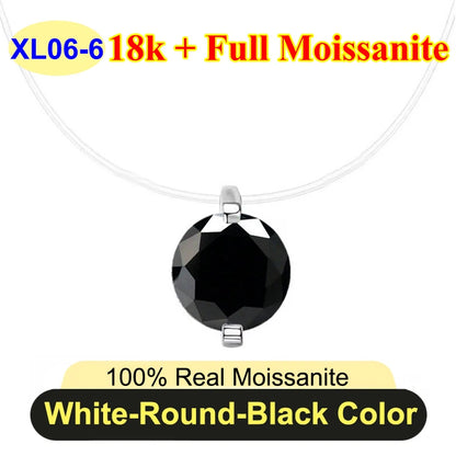 0.5ct-5ct Classic Fish Line Full Moissanite Necklace For Women S925 Silver Plated 18k D Color VVS1 Women's Moissanite Chain Gift