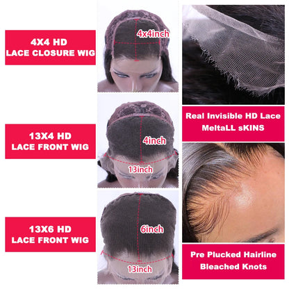 Real Invisible HD Lace Wigs Raw Human Hair FULL Frontal Wig Body Wave 13x6 13x4 5x5 6x6 7x7 Closure Pre Plucked Wigs Queen Hair