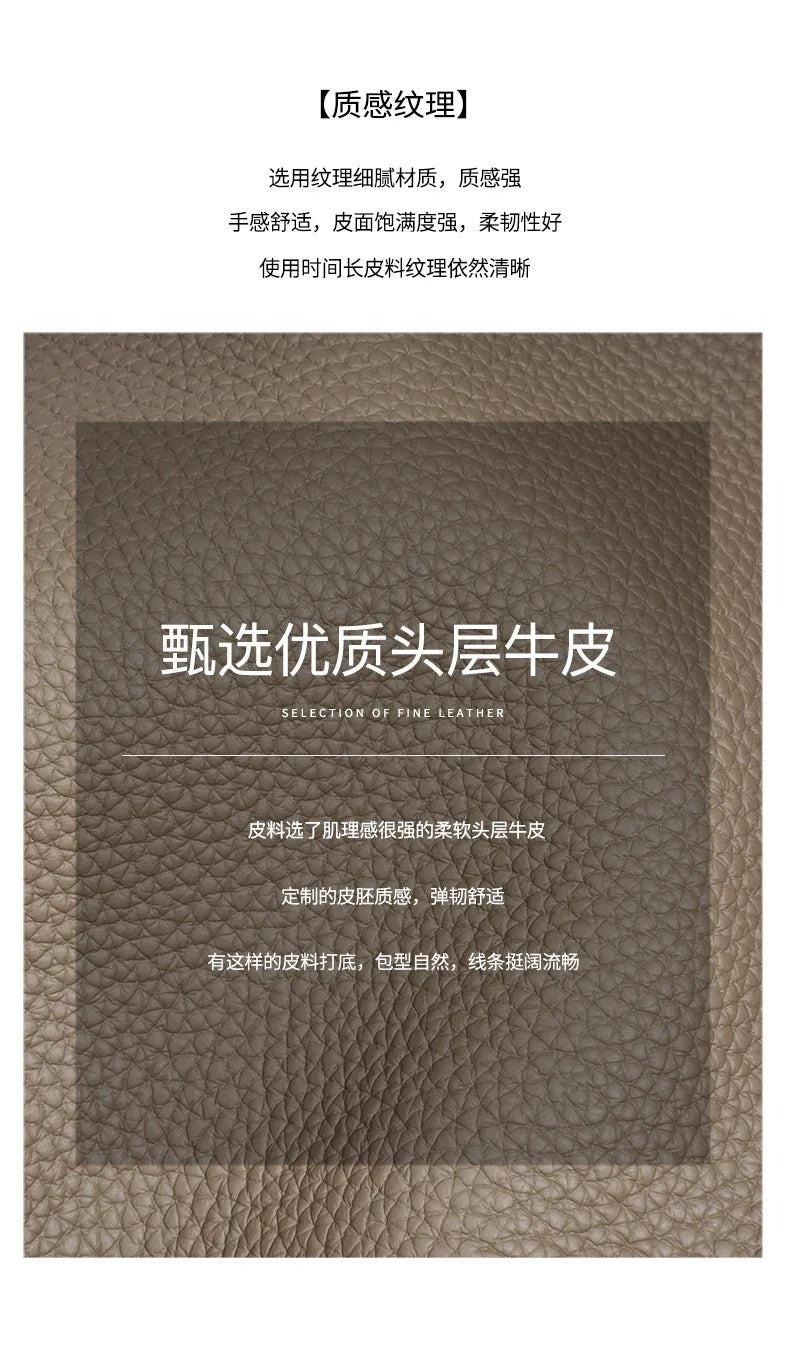 First Layer Cow Leather 33cm Tote Bag Fashionable Women's Bag New Design Large Capacity Soft Portable Shoulder Crossbody Bag