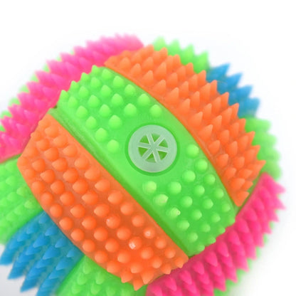 Dog Chew Toys for Small to Large Breed Dogs Squeak Glowing Balls Non-Toxic Rubber for Puppy Clean Teeth Relieve Boredom