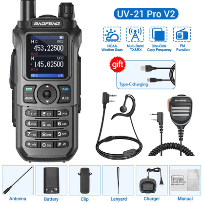 Baofeng UV-21 Pro Wireless Copy Frequency VHF UHF Powerful Waterproof V2 Long Range UV-32 Long Range Type-C Two Way Ham Radio