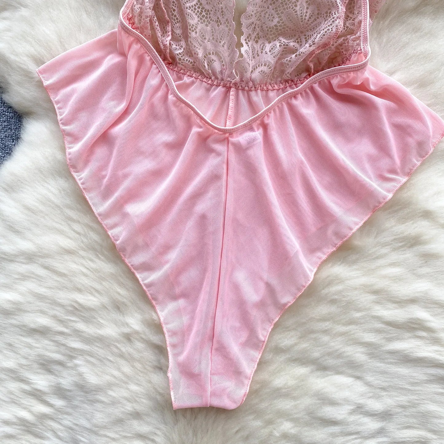 Women Floral Lace Mesh Strappy Bodysuit Fashion Hollow Sexy Comfortable Catsuit One Piece Tights Transparent Onesie