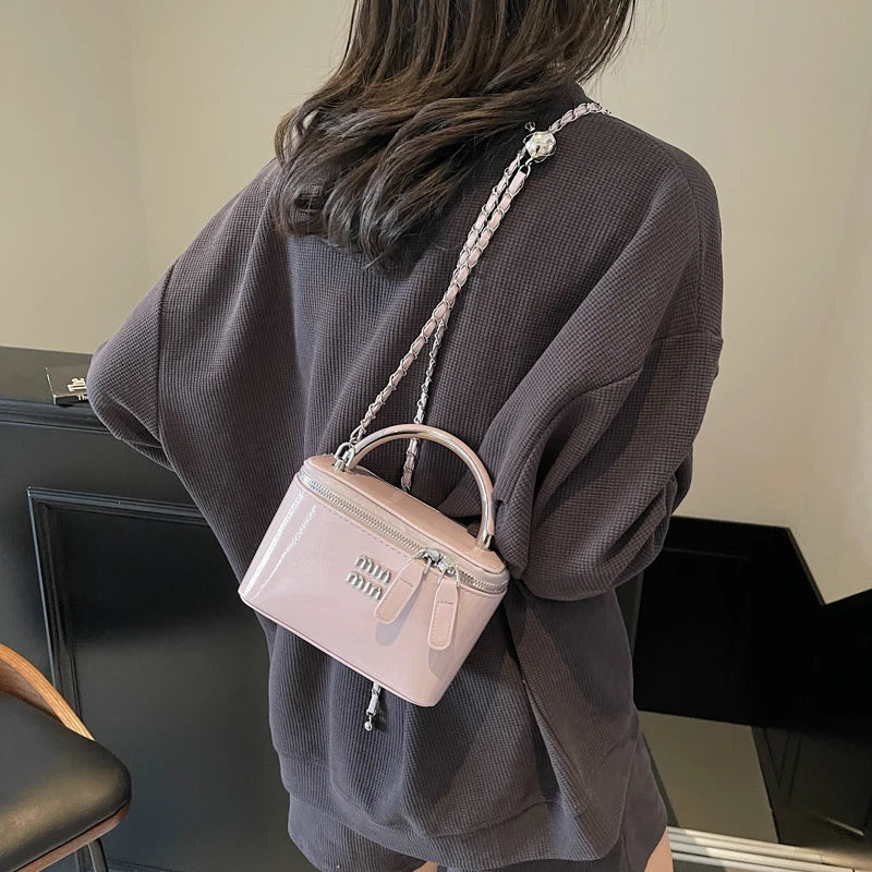 Women Square Handbags 2025 Spring Fashion Chains Crossbody Bags Soft PU Shoulder Bag Ladies Elegant Chic Mini Mobile Phone Bags