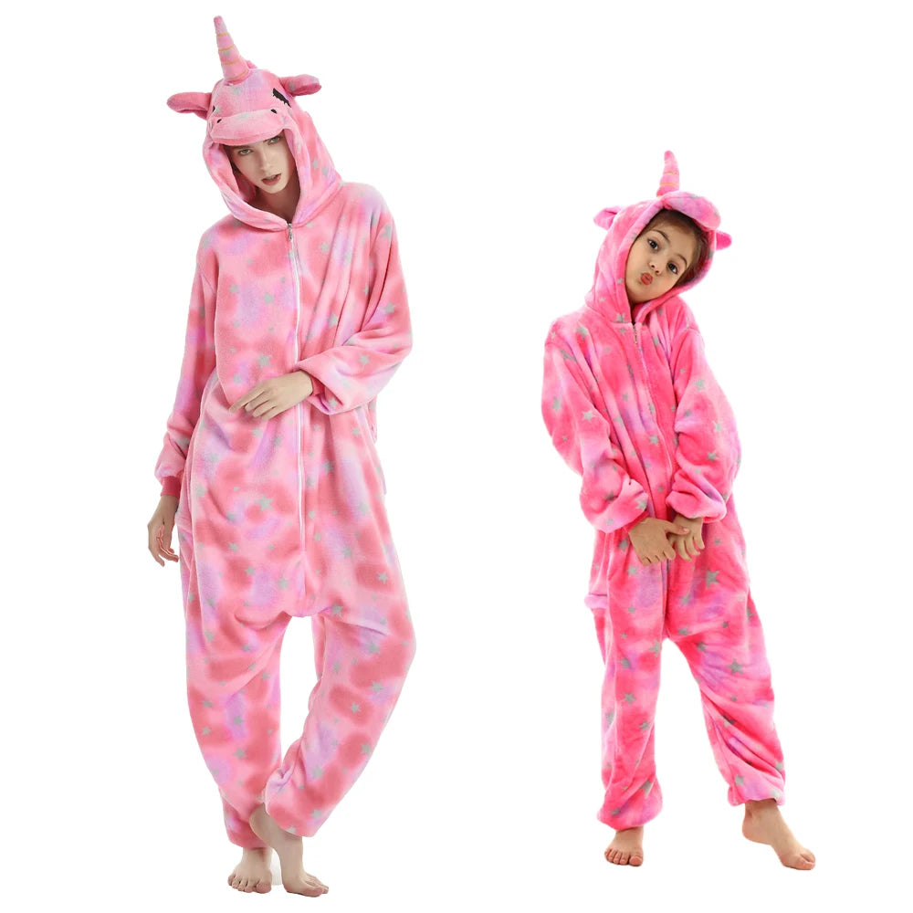 Adults Animal Cosplay Pajamas Flannel Onesies Costume Jumpsuit Pajamas Hooded Sleepwear Halloween One Piece for Performing