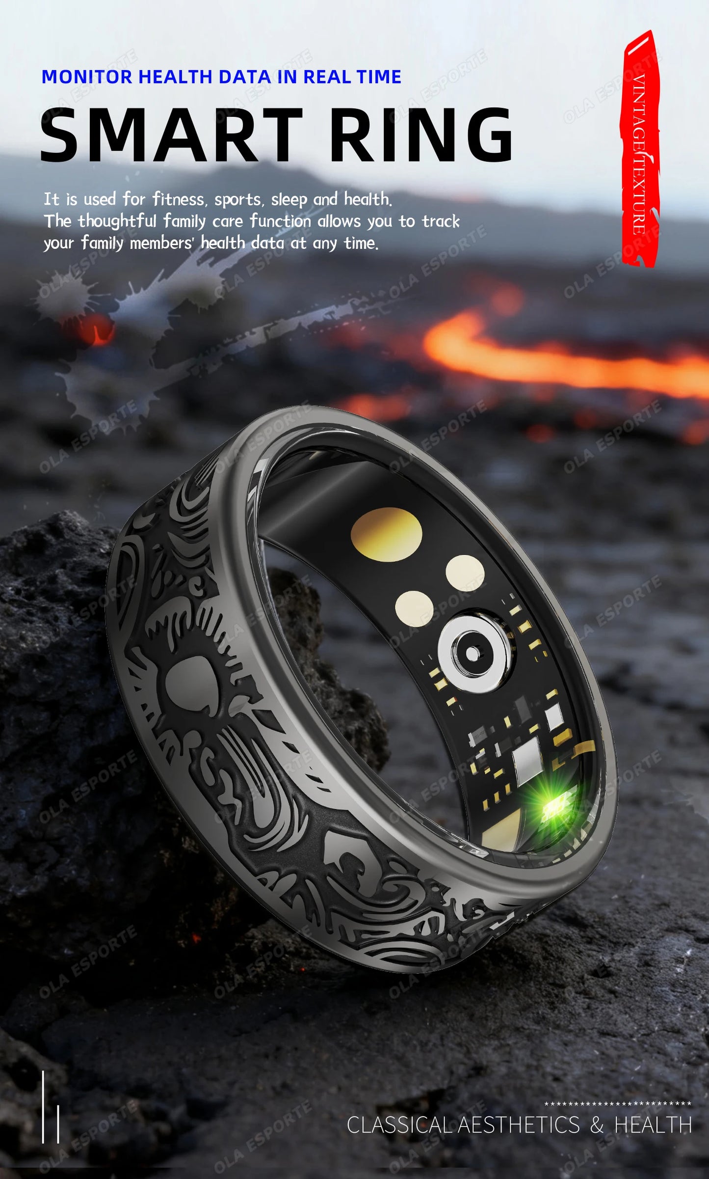 2026 Smart Ring Heart Rate Blood Pressure Blood Oxygen Sleep Monitoring Step Counting Activity Tracking Shared Waterproof Ring