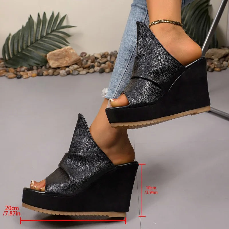 2026 New Women's Wedges Slippers Summer Thick Soled Luxury Shoes Super High Heels Fashion Open Toe Ladies Comfortable Slippers