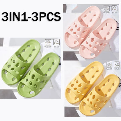 Bathroom House Cheese Slippers Light Weight Water Leaky Beach Flip Flop Non-slip Pool Swimming Aqua Shoes