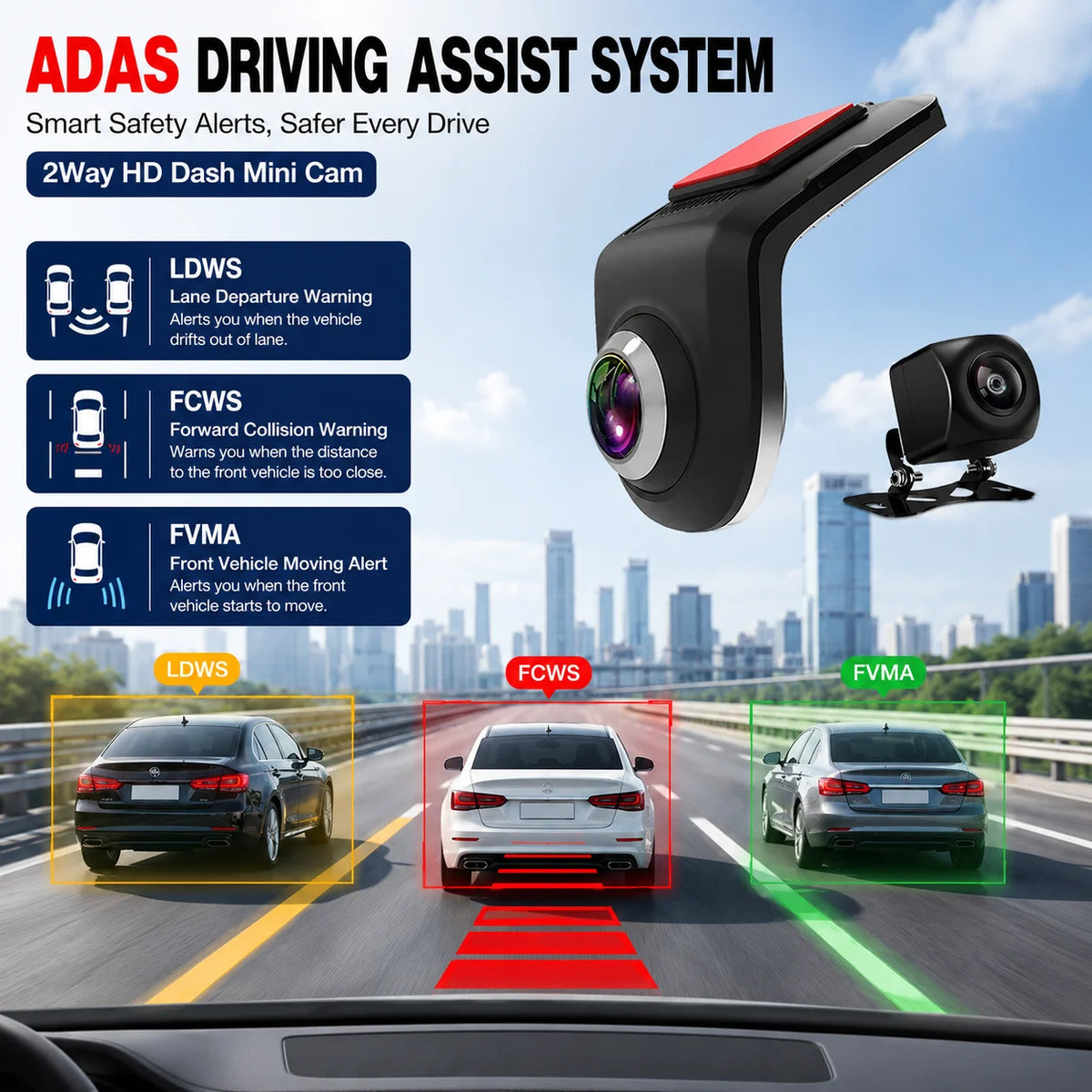 2Way HD Dash Mini Cam Car USB ADAS DVR Special for Android Multimedia Player AHD Camera Video Front Recorder Reverse Vision
