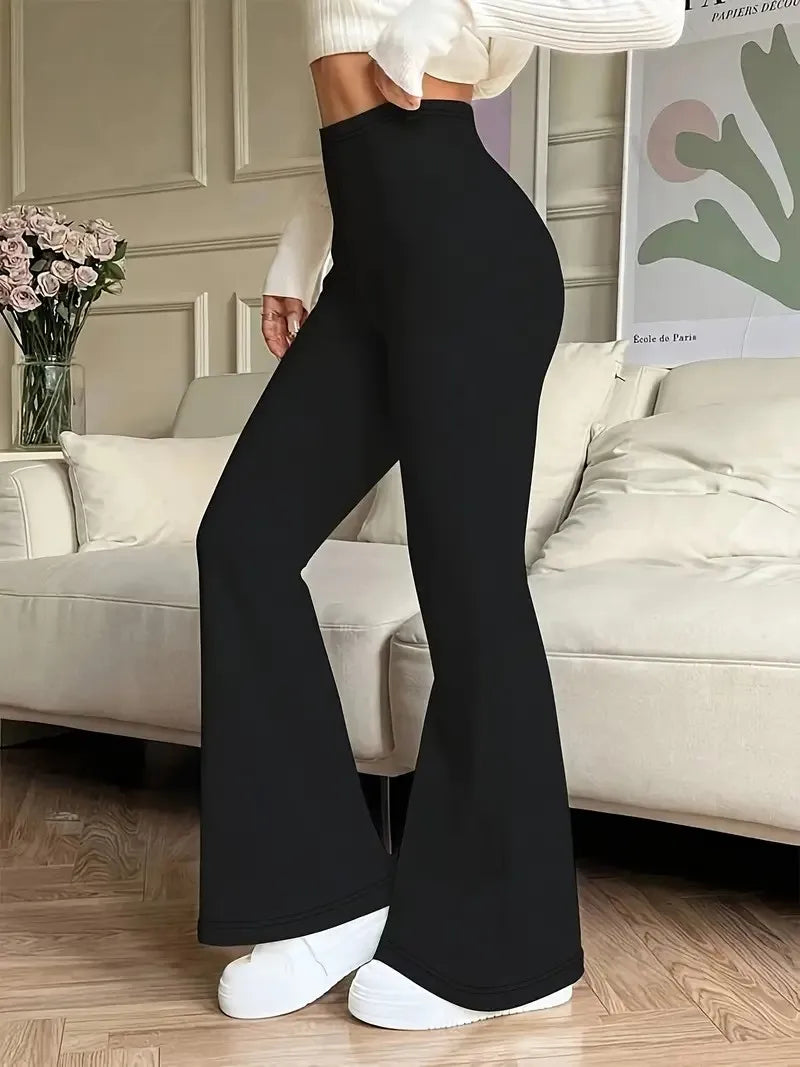 Women's High-Waisted Yoga Flared Pants Black Sexy Leggings Casual Trousers Comfortable Stretchy Bottoms for Fitness And Exercise