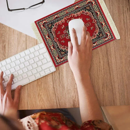 Woven flower Persian carpet small coaster wholesale merchants cheap mouse pad desk mat retro style rubber non-slip computer mats