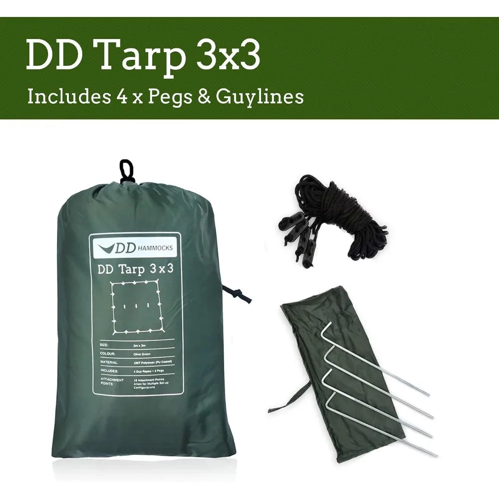 3x3 Meter Waterproof Camping Tarp Shelter 10x10 ft Lightweight Rainfly Tent for Outdoor Adventure