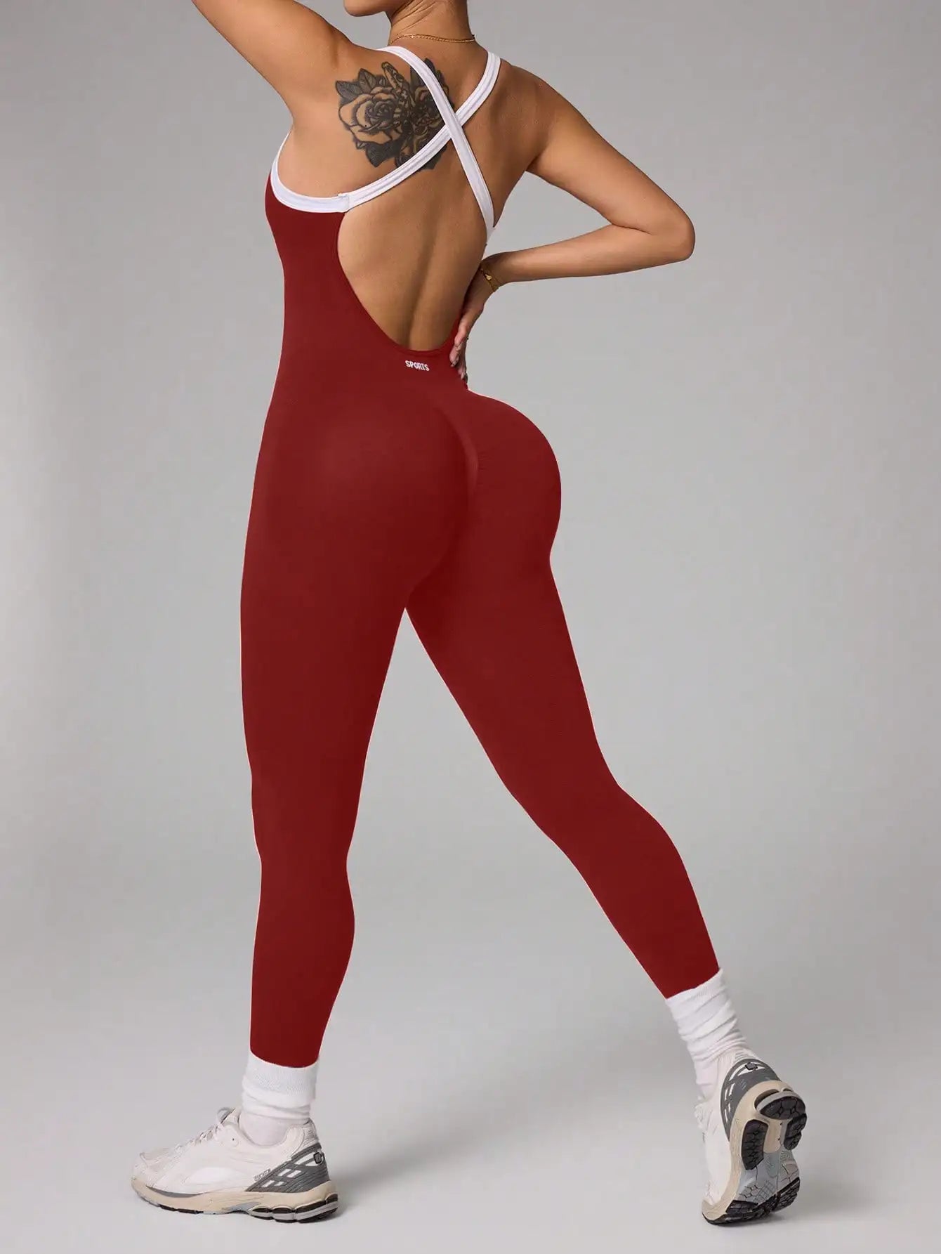 Cross shoulder strap pants jumpsuit yoga suit fitness suit threaded jumpsuit seamless exercise quick drying yoga jumpsuit