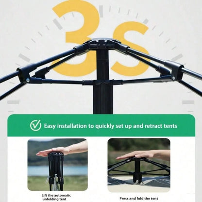 Automatic Instant Pop Up Camping Tent for 1-4 Person, All Season Waterproof Windproof Dome Shelter, Dual Doors Mesh Windows, Lightweight Portable Foldable, Quick Open Automatic Frame in Seconds, Ideal for Camping Hiking Fishi