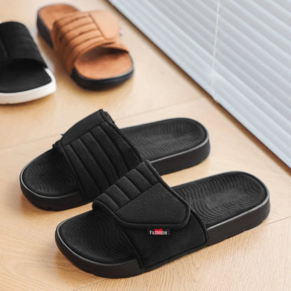 Fashion Men's Slippers Suede Cloth Non-Slip Casual Sandals Platform Soft Home Shoes Indoor Slides Outdoor Beach Shoes Flip-flop