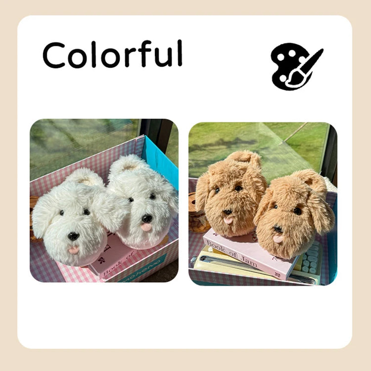 Fluffy Cartoon Women's Home Slippers Winter Cute Plush Luxury Designer Woman Shoes Flats Indoor Casual Fuzzy Fur Slides Elegant