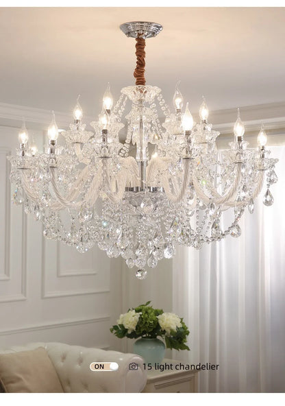 French Lustre Crystal E14 Chandelier Living Room Decor White Glass Pendant Lights Led Ceiling Chandelier For Bedroom Led Lampara