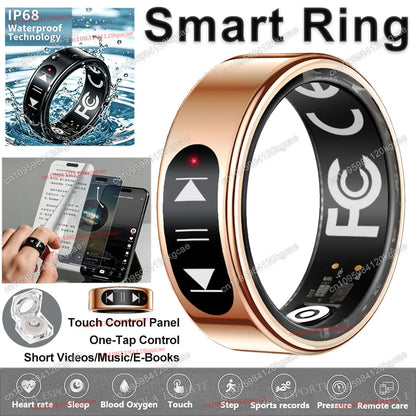 Smart Ring Video Controls,Sswipe up/down to turn pages,Music controls,Heart Rate Blood Oxygen Monitor,5ATM Waterproof Rings 2026