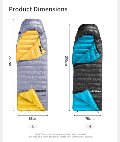 Naturehike CW400 CW700 Sleeping Bag Lightweight Duck Down Winter Thick Warm Ultralight Outdoor Hiking Camping Travel Equipment
