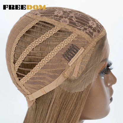 FREEDOM Synthetic Lace Front Wigs For Women Straight Hair Synthetic Lace Wigs 38 Inch Ombre Long Cosplay Wigs Blonde Pink Wig